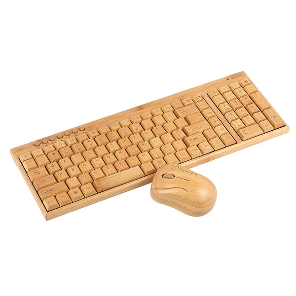 Handcrafted Wireless Bamboo PC Keyboard and Mouse Combo - Komickonn