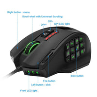 Rocketek USB Gaming Mouse 16400DPI 19 buttons ergonomic programmable - Komickonn