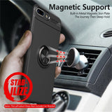 Phone Case Ultra Slim Silicon Armor Anti-knock Car Magnetic Metal Ring Bracket Cell Phone Shell Case for IPhone X 6/6S 7/8 Plus - Komickonn