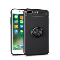 Phone Case Ultra Slim Silicon Armor Anti-knock Car Magnetic Metal Ring Bracket Cell Phone Shell Case for IPhone X 6/6S 7/8 Plus - Komickonn