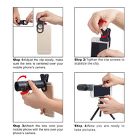 Mobile Phone Lens for iPhone Samsung Smartphones Universal Clip Telefon Camera Lens with Tripod - Komickonn