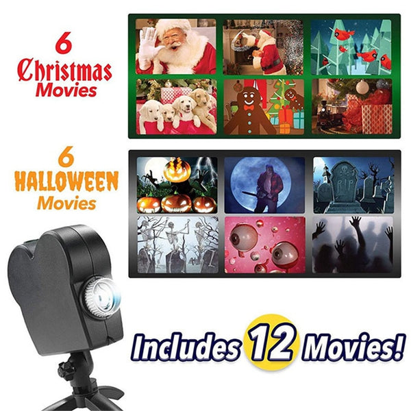 Christmas Halloween Laser window Projector 12 Movies - Komickonn