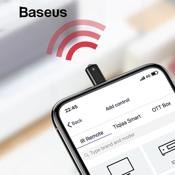 Baseus Universal infrared remote control for iPhone IR Wireless Smart Remote Control for TV Aircondition Upgraded Support iOS 12 - Komickonn