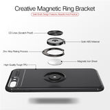 Phone Case Ultra Slim Silicon Armor Anti-knock Car Magnetic Metal Ring Bracket Cell Phone Shell Case for IPhone X 6/6S 7/8 Plus - Komickonn