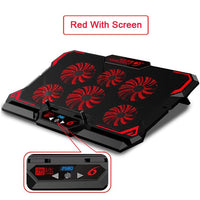 COOLCOLD Gaming Laptop Cooler Notebook Cooling Pad 6 Silent Red/Blue LED Fans Powerful Air Flow Portable Adjustable Laptop Stand - Komickonn