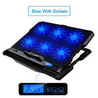 COOLCOLD Gaming Laptop Cooler Notebook Cooling Pad 6 Silent Red/Blue LED Fans Powerful Air Flow Portable Adjustable Laptop Stand - Komickonn