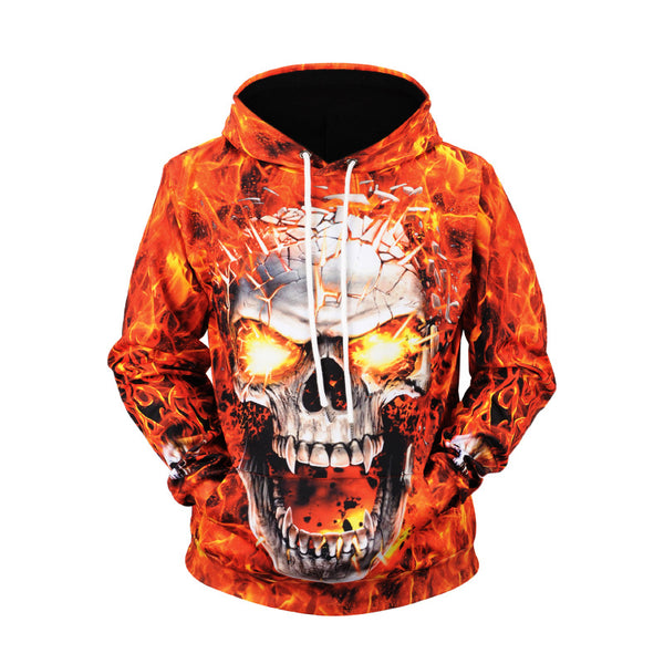 Fire Skull Printed Men's Sweatshirts & Hoodies - Komickonn