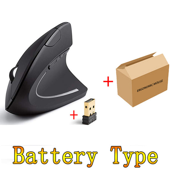 USB Rechargeable Wireless Mouse 2.4GHz Vertical Gaming Mouse 800 1600 2400 DPI Ergonomic Computer Mice for PC Laptop Office - Komickonn