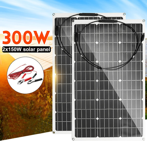 300W/150W Solar Panel 18V Semi-flexible Monocrystalline Solar Cell DIY - Komickonn