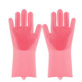 Magic Silicone Dishwashing Scrubber Dish Washing Sponge Rubber Scrub Gloves Kitchen Cleaning 1 Pair - Komickonn