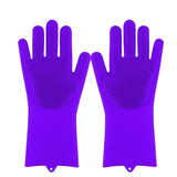 Magic Silicone Dishwashing Scrubber Dish Washing Sponge Rubber Scrub Gloves Kitchen Cleaning 1 Pair - Komickonn