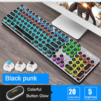 Steampunk Gaming Mechanical Keyboard Metal Panel Round Retro Keycap Backlit Wired Computer Peripherals for Desktop Laptop - Komickonn