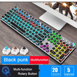 Steampunk Gaming Mechanical Keyboard Metal Panel Round Retro Keycap Backlit Wired Computer Peripherals for Desktop Laptop - Komickonn